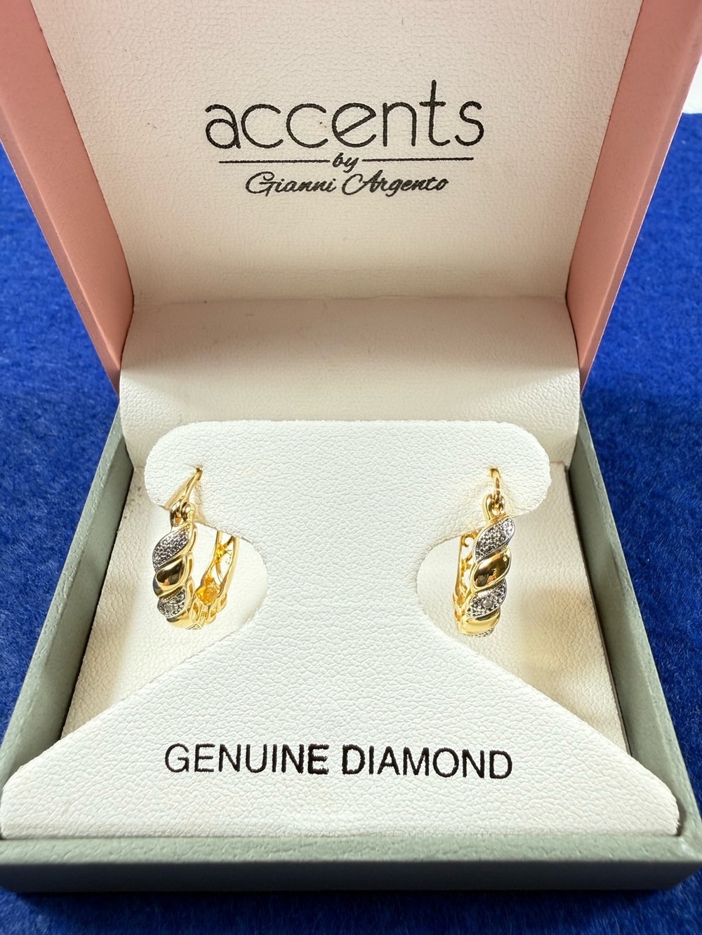 Accents by Gianni Argento  Gold tone and Diamond earrings, NWT